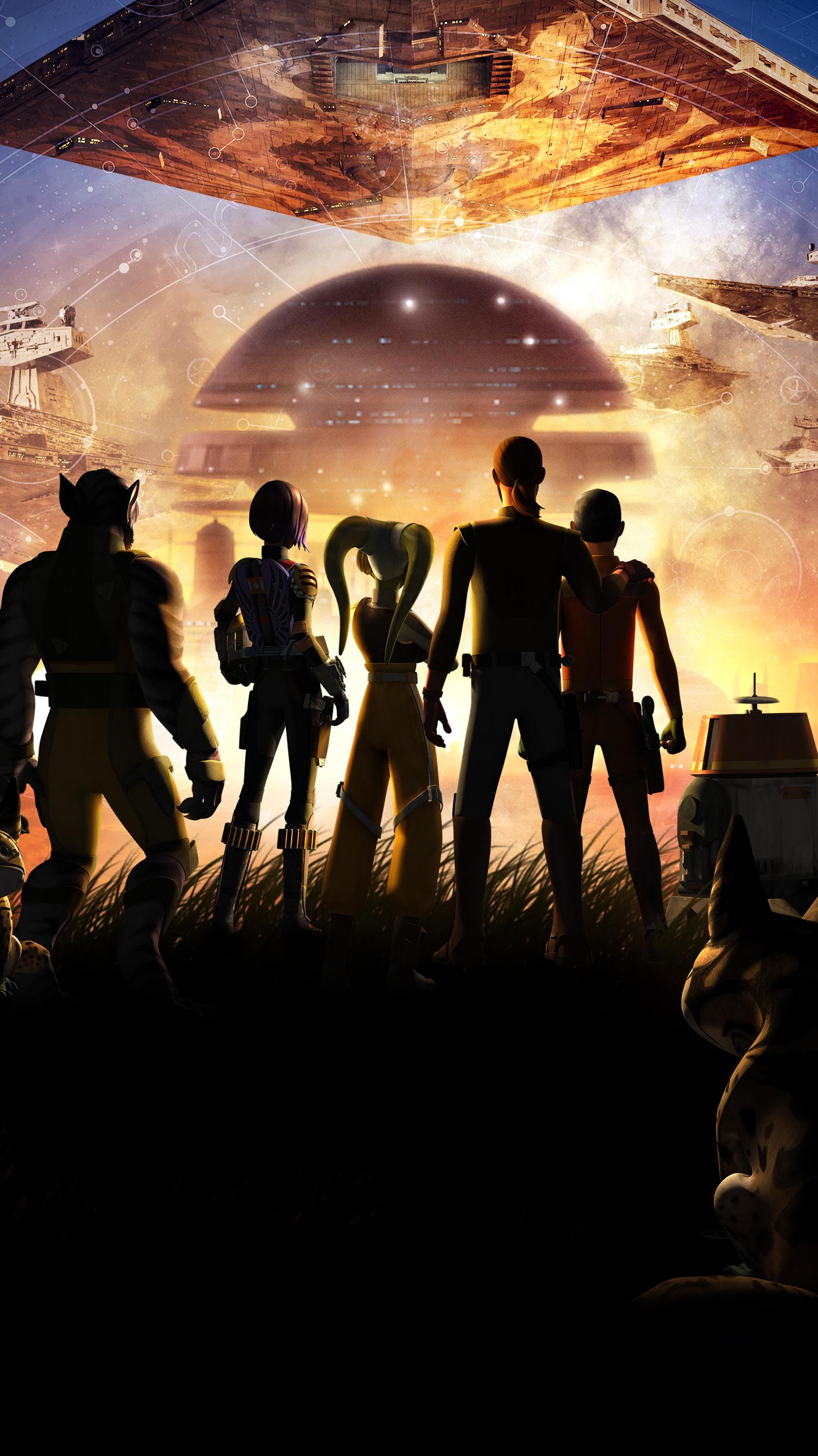 fondo de pantalla de star wars rebeldes,cielo,póster,película,juego de acción y aventura,personaje de ficción