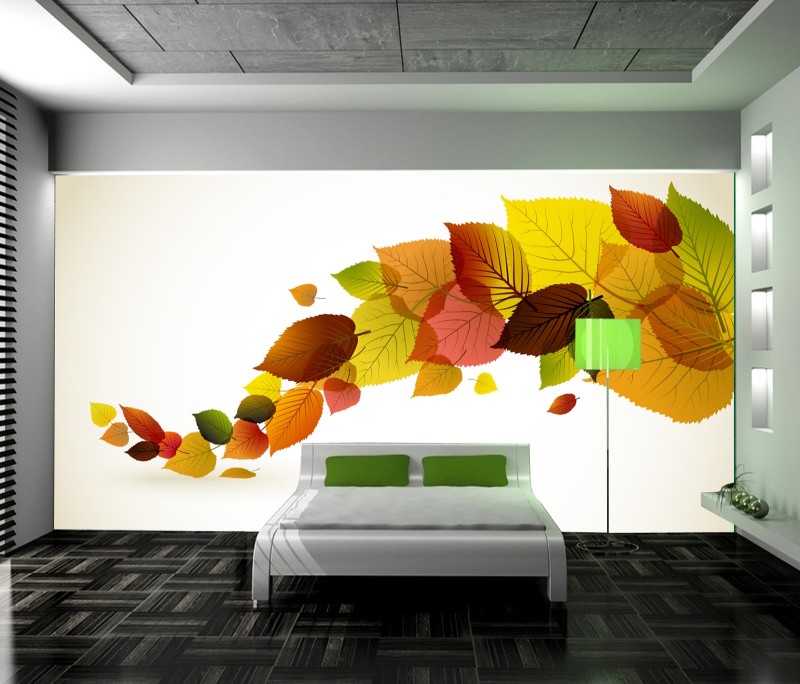 침실 멋진 벽지,잎,벽,벽화,방,인테리어 디자인