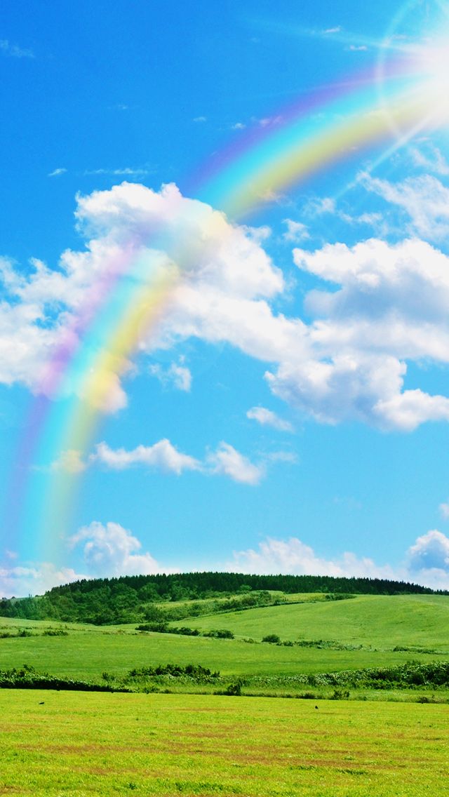 carta da parati ip5,arcobaleno,cielo,paesaggio naturale,prateria,natura