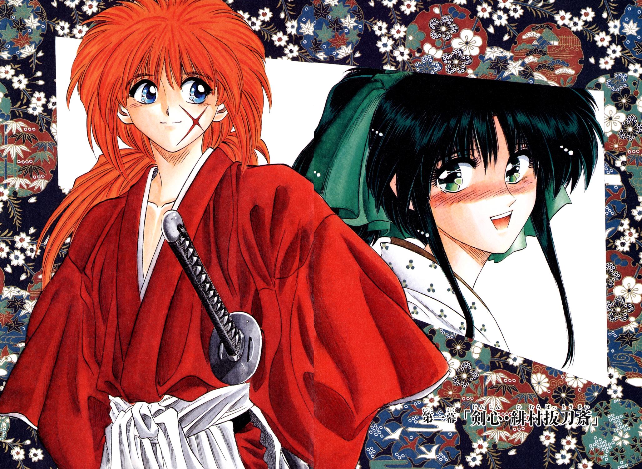 carta da parati rurouni kenshin,anime,cartone animato,capelli neri,cg artwork,illustrazione