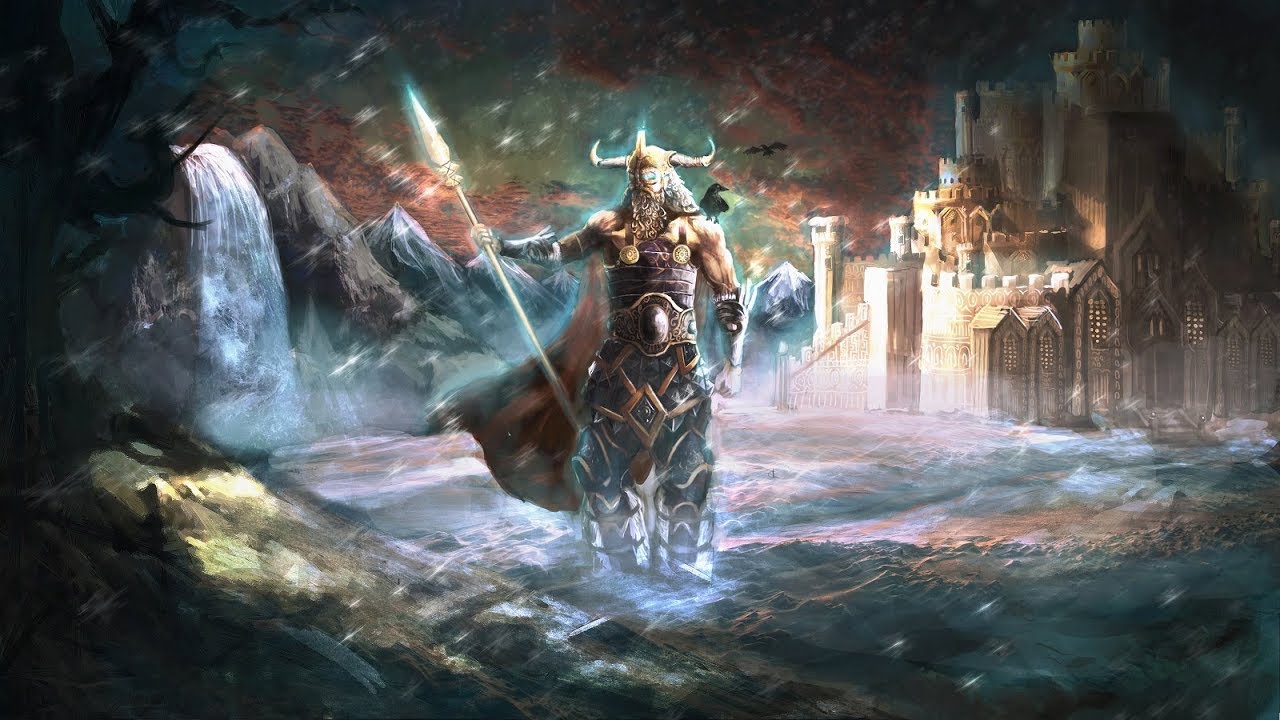 fondo de pantalla de odin,juego de acción y aventura,cg artwork,mitología,arte,caballo