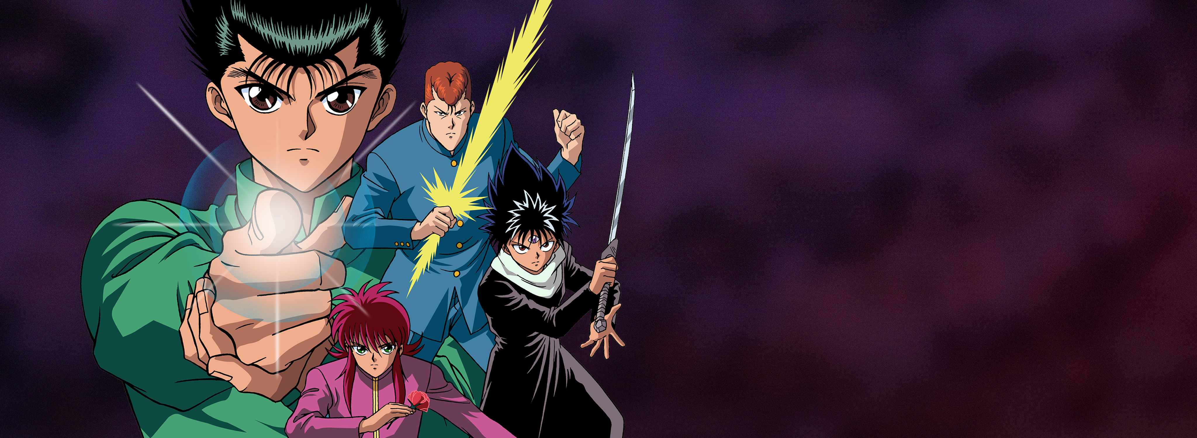 fondo de pantalla de yu yu hakusho,anime,dibujos animados,cabello negro,personaje de ficción,cg artwork