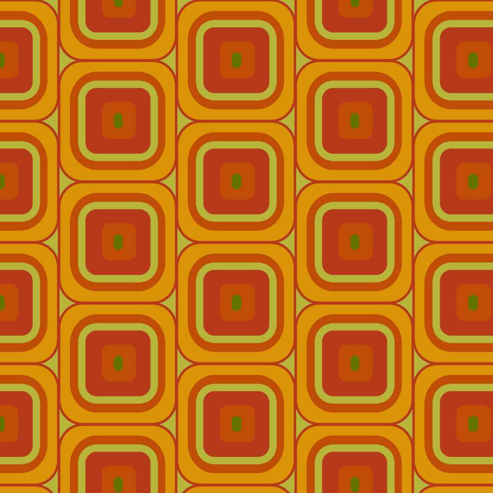 1970 벽지,초록,무늬,주황색,노랑,대칭