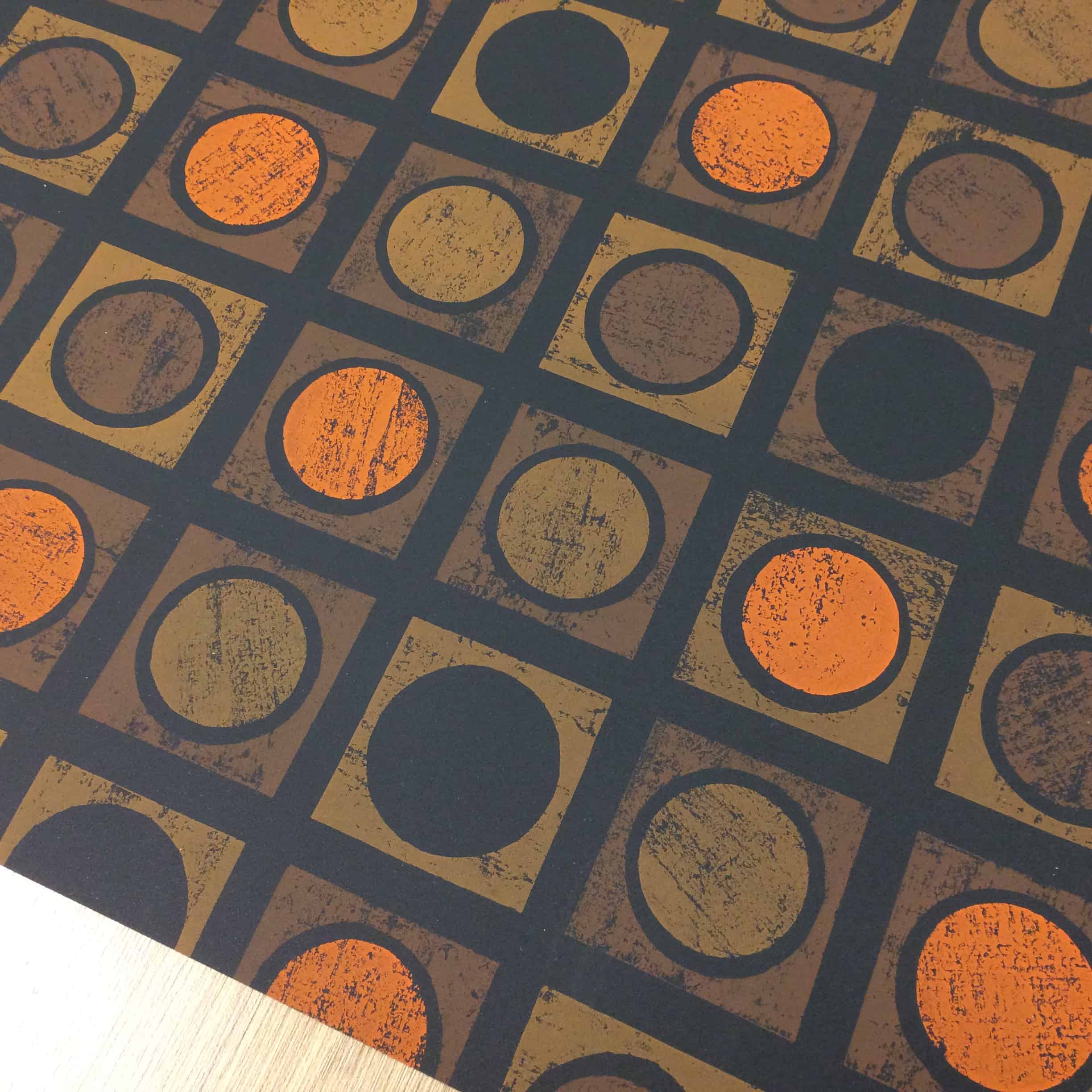 papier peint des années 1970,orange,modèle,cercle,sol