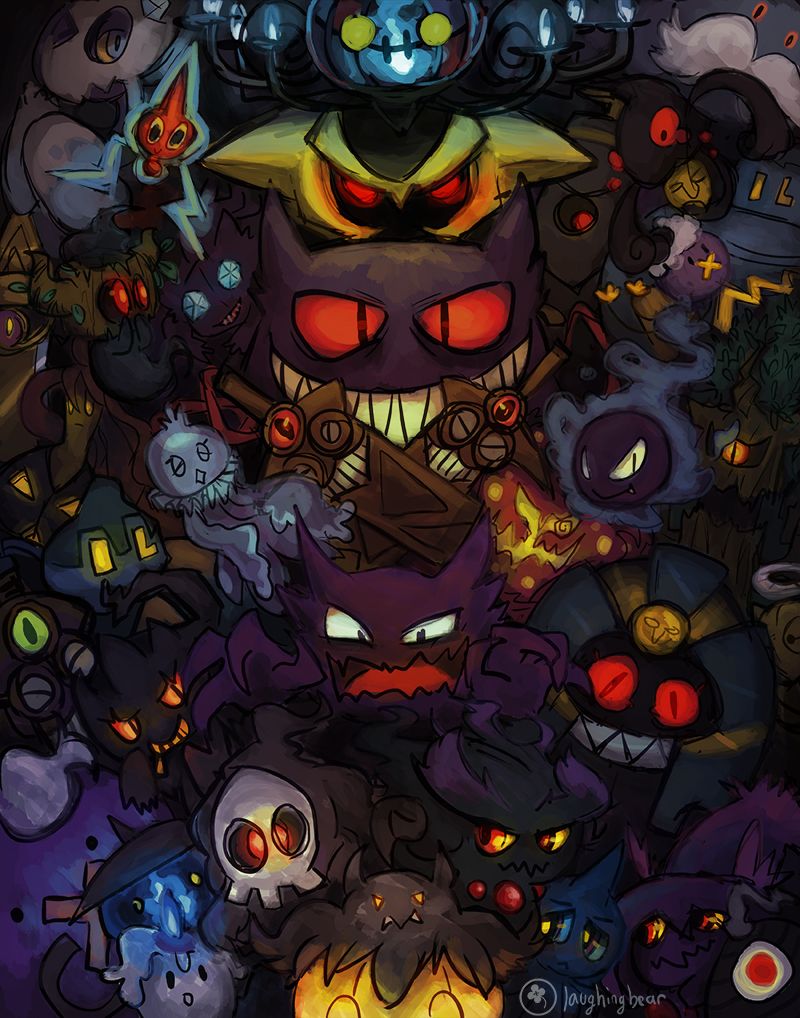 pokemon halloween fondo de pantalla,personaje de ficción,demonio,oscuridad,arte,ilustración