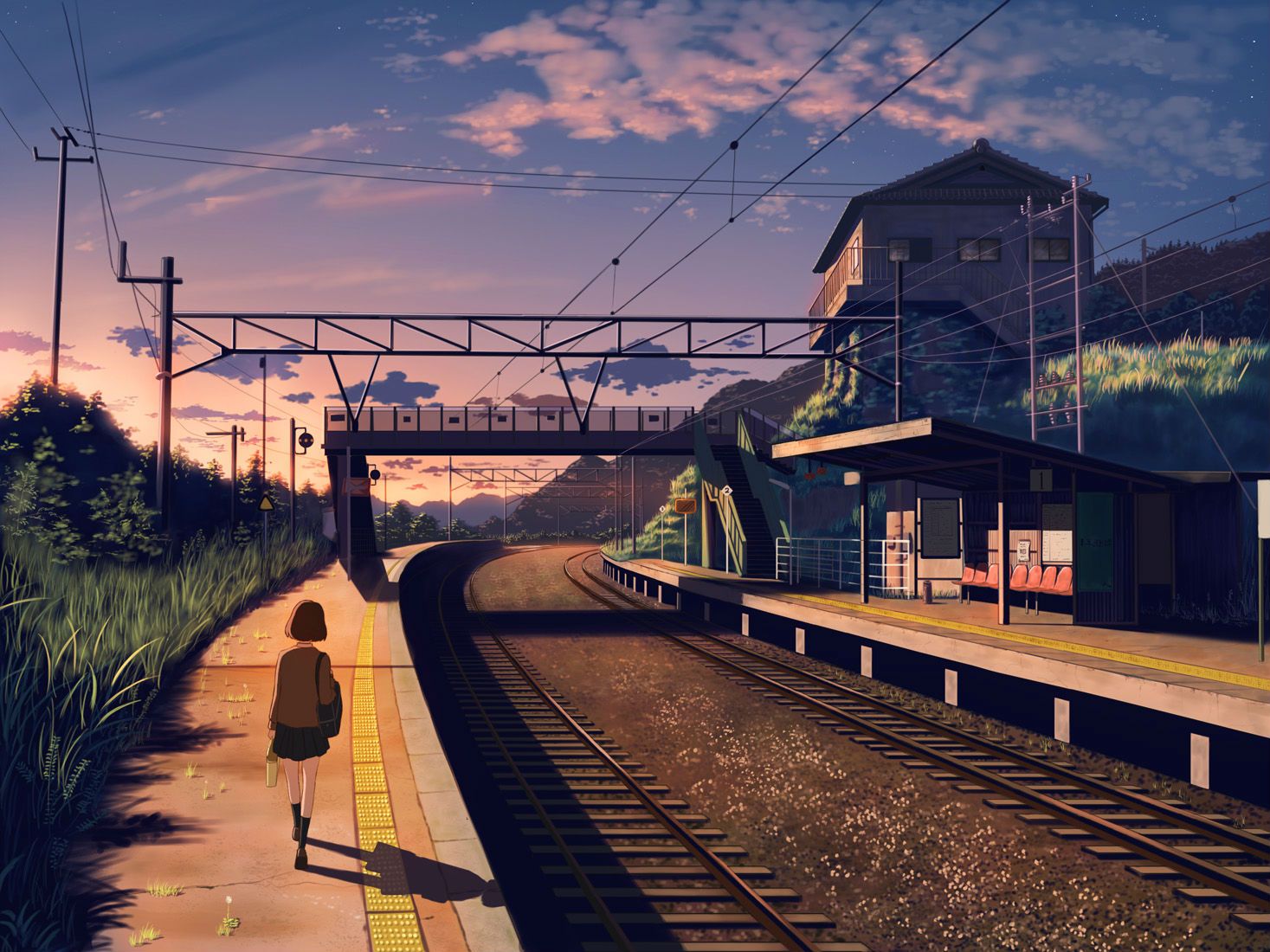 기차 라이브 배경 화면,하늘,과정,아침,기차역,철도