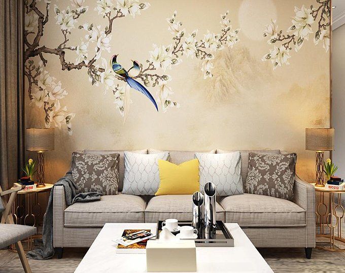 pájaros de papel tapiz oriental,sala,habitación,fondo de pantalla,pared,diseño de interiores