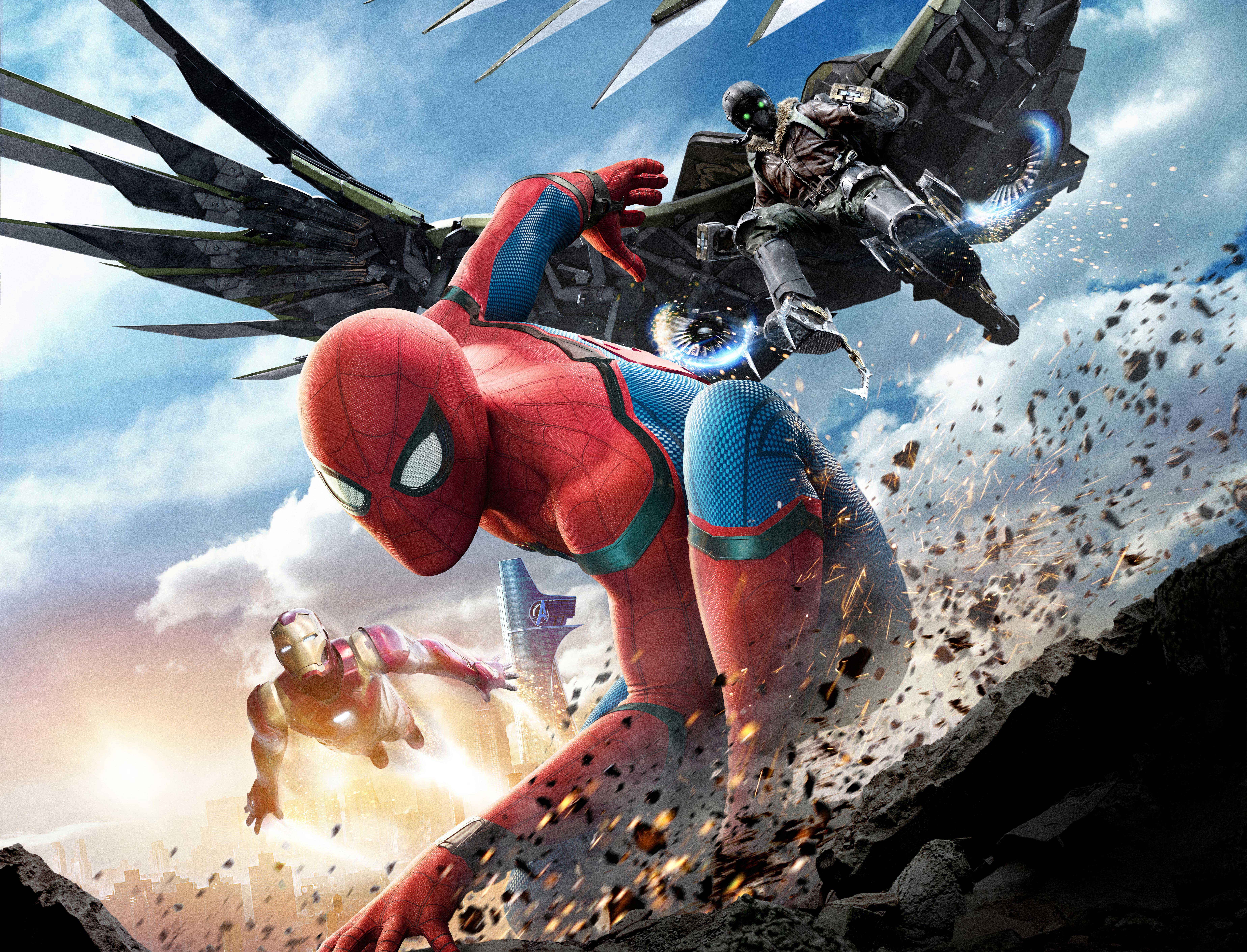 fondo de pantalla de spiderman homecoming,juego de acción y aventura,personaje de ficción,superhéroe,cg artwork,dibujos animados