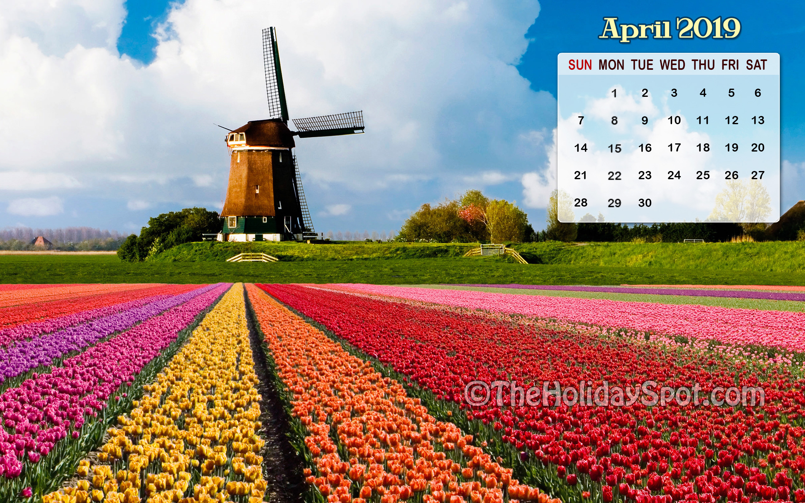 fond d'écran calendrier,moulin à vent,ciel,tulipe,champ,paysage naturel