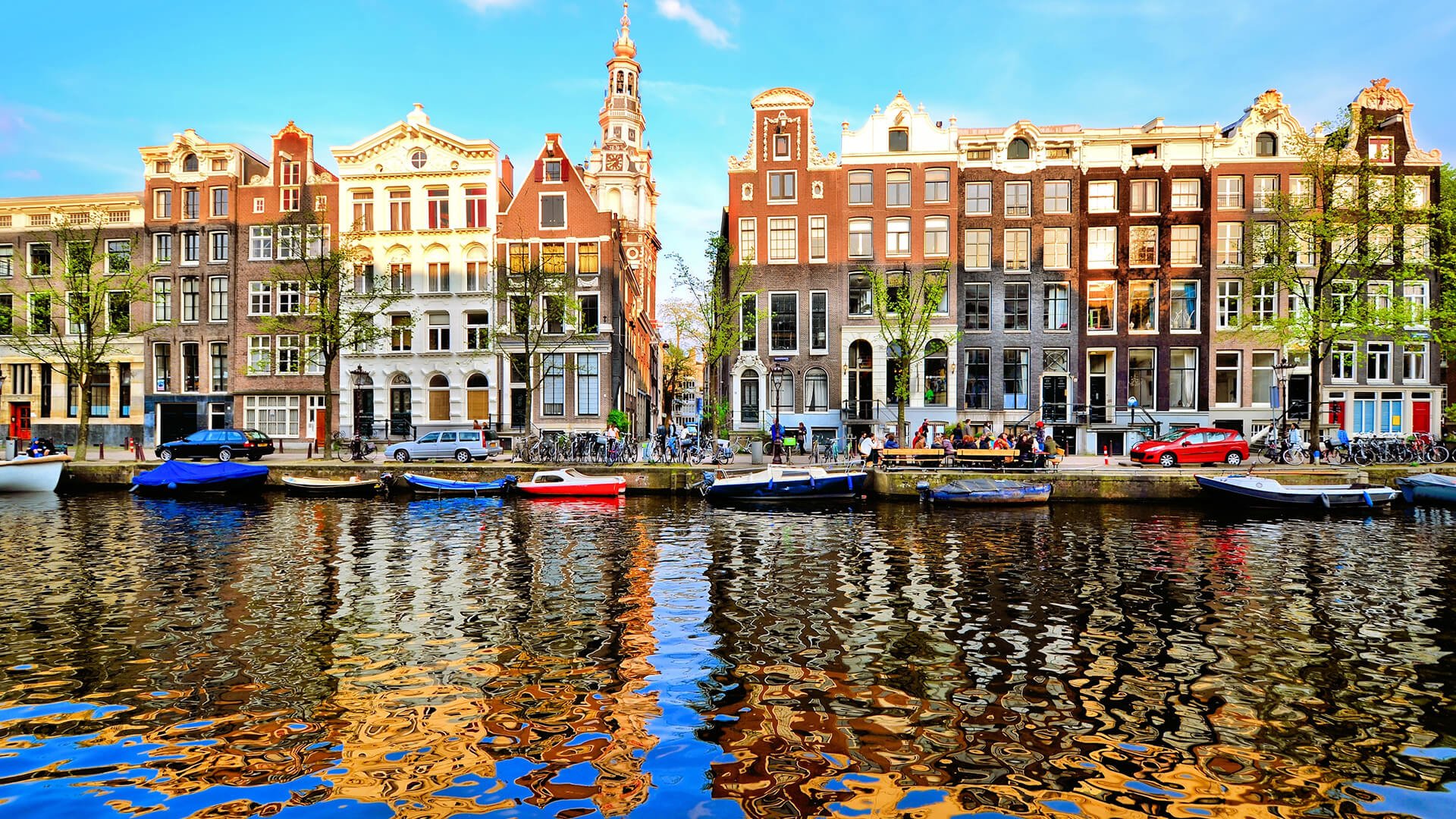 アムステルダムの壁紙,水域,水路,運河,反射,町