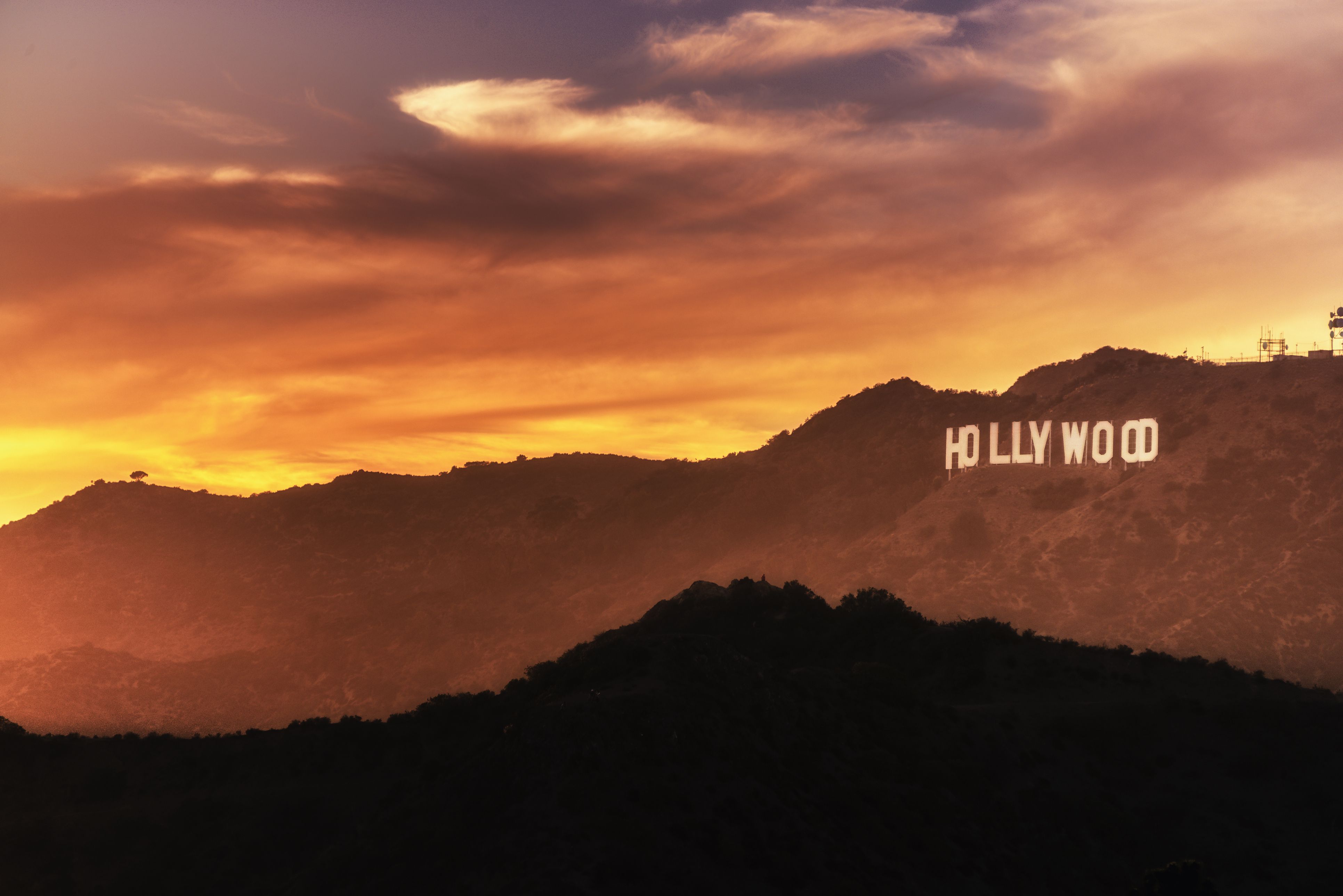 ハリウッドの壁紙,空,自然,雲,山,日没