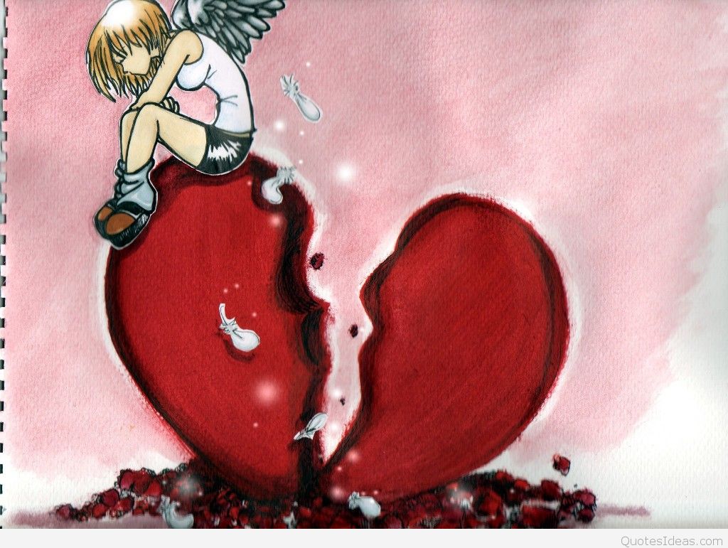 Fond D Ecran Triste Coeur Brise Rouge Dessin Anime Illustration Cœur Amour Wallpaperuse